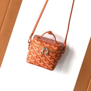 Goyard Muse Nano Vanity Case In Goyardine Canvas Orange