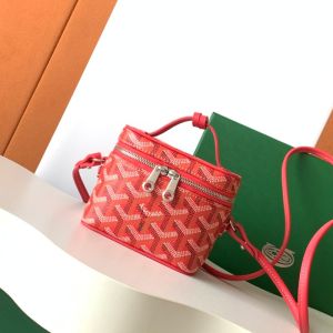 Goyard Muse Nano Vanity Case In Goyardine Canvas with Herbariums Floral Fuchsia