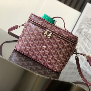 Goyard Muse Vanity Case In Goyardine Canvas Burgundy