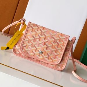 Goyard Plumet Pouch-Wallet In Multicolored Goyardine Canvas Powder Pink