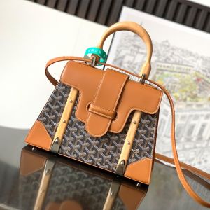 Goyard Saigon Structure PM Bag In Goyardine Canvas Brown