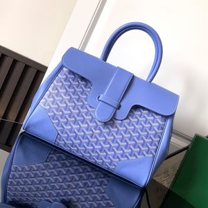 Goyard Saigon Tote Bag In Goyardine Canvas with Envers Floral Blue