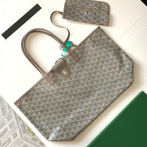 Goyard Saint Louis Bag In Goyardine Claire-Voie Grege Canvas Grey/Blue