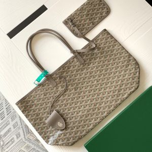 Goyard Saint Louis Bag In Goyardine Claire-Voie Grege Canvas Grey/Green
