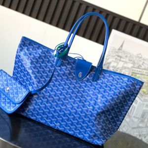 Goyard Saint Louis Bag In Goyardine Canvas Blue