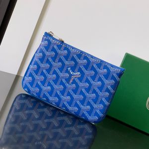Goyard Senat Mini Pouch In Goyardine Canvas Blue