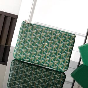 Goyard Senat PM Pouch In Goyardine Canvas Green
