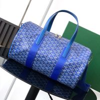 Goyard Barrel 40 Sports Bag In Goyardine Canvas Blue