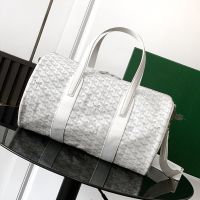 Goyard Barrel 40 Sports Bag In Goyardine Canvas White