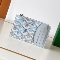 Goyard Bourbon Zipped Card Holder In Multicolored Goyardine Canvas Polar Blue