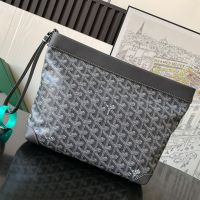 Goyard Conti Pouch In Goyardine Canvas Grey