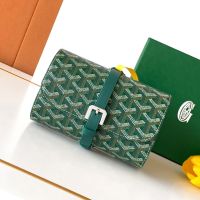Goyard Double Travel Watch Case In Goyardine Canvas Green