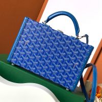 Goyard Grand Hotel Trunk Bag In Goyardine Canvas Blue