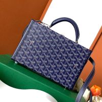 Goyard Grand Hotel Trunk Bag In Goyardine Canvas Navy Blue