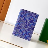Goyard Grenelle Passport Cover In Multicolored Goyardine Canvas Blueberry Purple