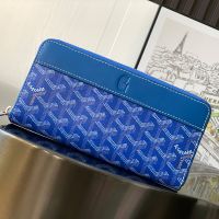 Goyard Matignon GM Wallet In Goyardine Canvas Blue