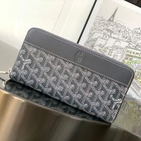 Goyard Matignon GM Wallet In Goyardine Canvas Grey