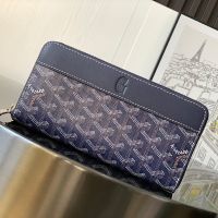 Goyard Matignon GM Wallet In Goyardine Canvas Navy Blue