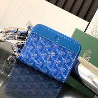 Goyard Matignon Mini Wallet In Goyardine Canvas Blue