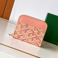 Goyard Matignon PM Wallet In Multicolored Goyardine Canvas Powder Pink