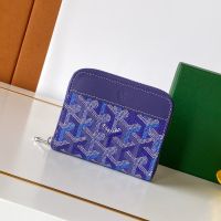 Goyard Matignon PM Wallet In Multicolored Goyardine Canvas Blueberry Purple