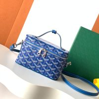 Goyard Muse Mini Vanity Case In Goyardine Canvas Blue