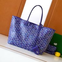 Goyard Saint Louis Bag In Multicolored Goyardine Canvas Blueberry Purple