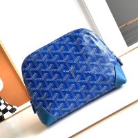 Goyard Vendome Cosmetic Pouch In Goyardine Canvas Blue