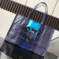 Goyard Villette MM Tote Bag In Hulot Goyardine Canvas Navy Blue